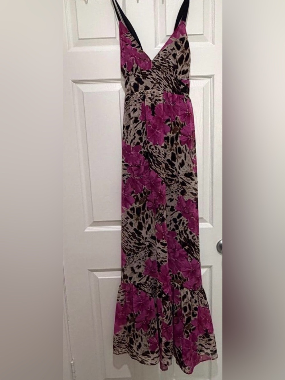 Victoria's Secret Floral and Animal Print Maxi Skirt in Magenta and Taupe